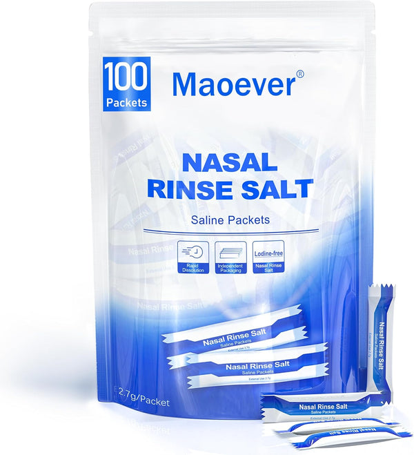 Neti Pot Salt Packets - 100 Individually Wrapped Saline Packets for Nasal