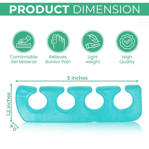 Iconikal 8-Pack Pedicure Gel Toe Separator - Soft Reusable Bunion Relief Spa Day Foot Care Supply