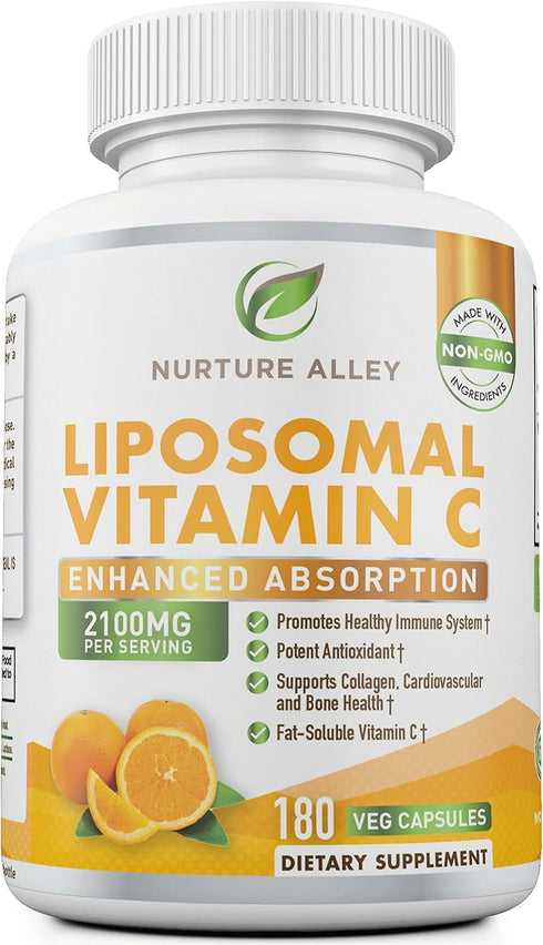 Liposomal Vitamin C 2100mg - 180 Capsules High Absorption Ascorbic Acid - Powerful Antioxidant, Immune System &