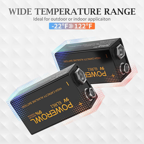 POWEROWL 9V 9 4 Pack High Capacity Batteries, Alkaline Volt Battery for Smoke Detector Fire Alarm and More Devices