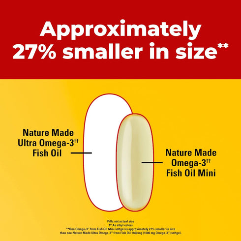 Nature Made Extra Strength Omega 3 Fish Oil 1400 mg Minis, 60 Softgels for Heart, Brain & Eye Support