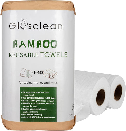 Reusable Towels, 2 Rolls, Plastic Free Paper Towels for Home & Kitchen Cleaning