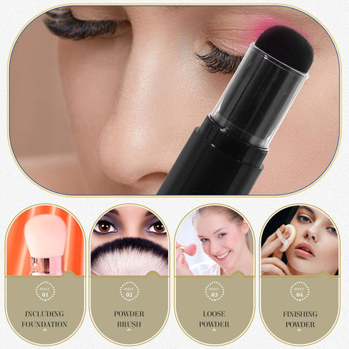 Operitacx Refillable Makeup Brush Powder Brush with Refillable Loose Powder Bottles, Reusable Applicator for Blush &