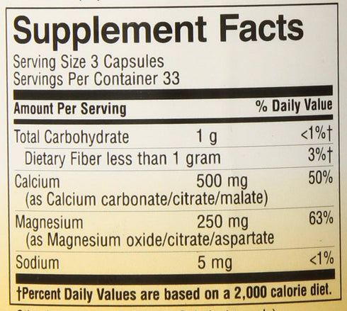 Nature's Way Calcium & Magnesium Mineral Complex, 100 Capsules - Supports Bone Health*, 750 mg per serving