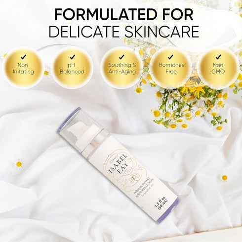 pinching Isabel Fay Anti-itch Vaginal Moisturizer for sensitive skin. Non irritating. No hormones. Prevents