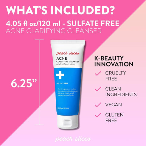 Peach Slices Acne Clarifying Cleanser, Deep Cleans & Prevents Acne, 2% Salicylic Acid, 4 oz