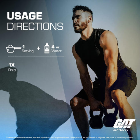 GAT SPORT Creatine Monohydrate Powder - Unflavored, 30 Servings for Strength, Endurance, Brain Health