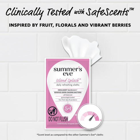 Summer's 12 Eve Feminine Wipes, Island Splash, Individually Wrapped Vaginal Wipes, Feminine Care to Help Remove Vaginal