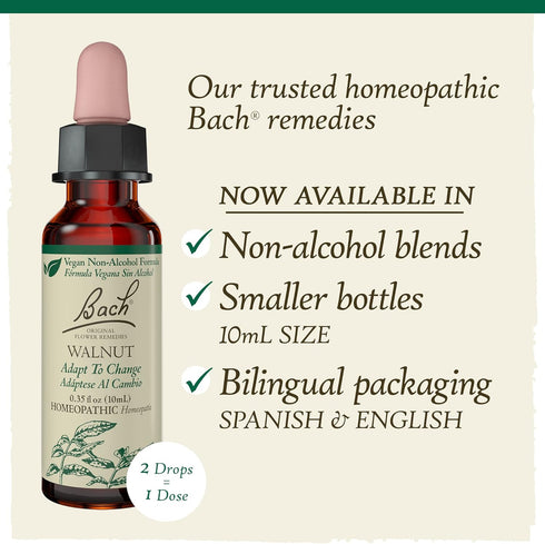 Bach Original Flower Remedies, Walnut Natural Homeopathic Essence for Adapting to Change, Vegan, 10mL Dropper