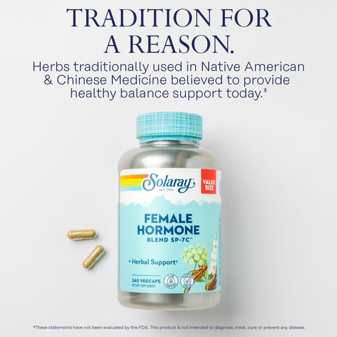 SP-7C, 60-Day 120 240 SOLARAY Female Hormone Blend Herbal Support Hormonal Balance for Women with Black Cohosh, Dong