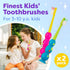 Kids Toothbrush 2 Pack, Soft Contoured Bristles, Child Sized Brush Heads (3-10 Years) - Suction Cup for Easy Storage