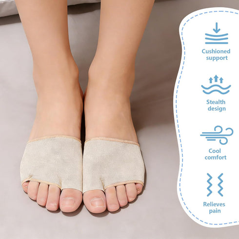 Juailant 2 Metatarsal Pads for Men and Women - Pairs Gel Pads with Fabric Sleeves for Ball of Foot Pain Relief