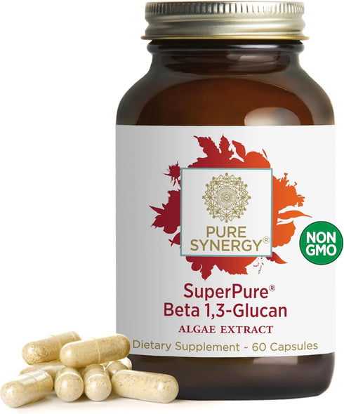 PURE SYNERGY SuperPure Beta 1,3-Glucan Extract, 500 mg Supplement from Algae, Supports Immune Health (60 Capsules)