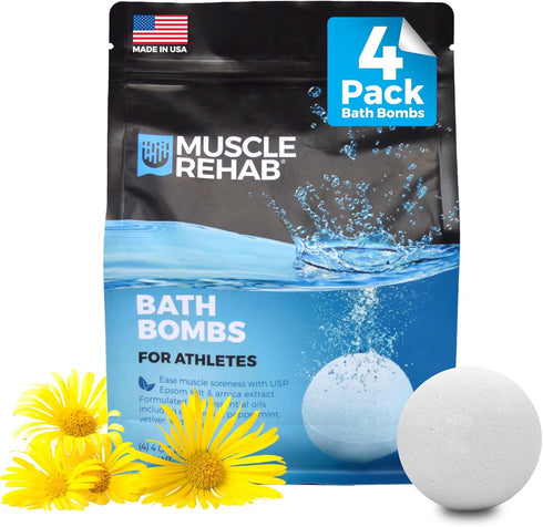 Magnesium Epsom Salt Arnica Bath Bombs - Fast-Absorbing Muscle Soak for Post-Workout, 4 Bombs
