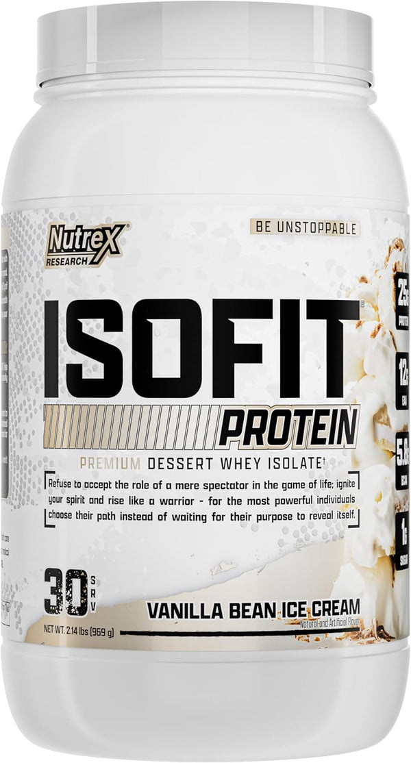 Nutrex Research IsoFit Vanilla Whey Isolate Protein Powder, 30 Servings, Muscle Recovery