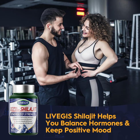 Immunity, 60 Counts Himalayan Shilajit Capsules Balance Hormones, Boost Enhance Vitality & Memory, High-Potency