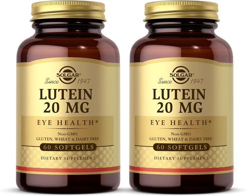 SOLGAR Lutein 20 mg, 60 Softgels, Pack of 2, Gluten Free, Dairy Free, Eye Health