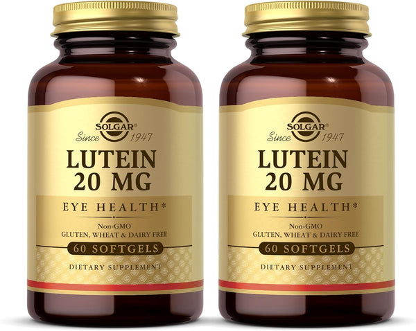 SOLGAR Lutein 20 mg, 60 Softgels, Pack of 2, Gluten Free, Dairy Free, Eye Health