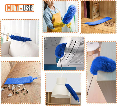 Microfiber Feather Duster, 7PCS Washable Dusters with 100" Extension Long Pole for High Ceiling Cleaning
