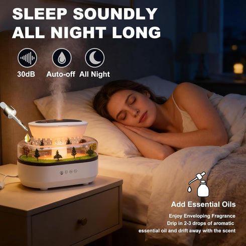 Pmxoaink 250ml 7 Essential Oil Flame Diffuser - Aromatherapy Humidifier with Colour Mood Light, Water Drip Feature