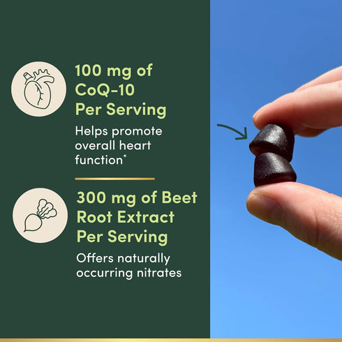 Q-10 Gummies Q10, 60 Gummies Natures Bounty Beets & Co for Heart Health, Coenzyme Beet Root Extract, Supports Healthy