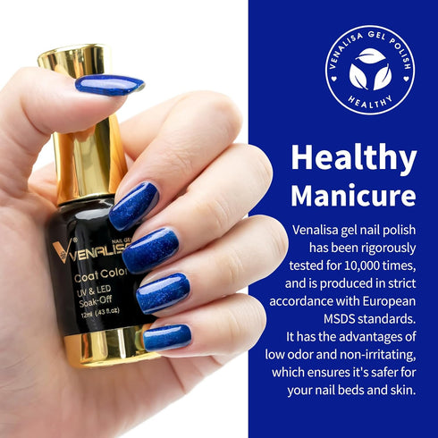 VENALISA Royal Blue Gel Nail Polish, 12ml Dark Blue Soak Off UV LED Nail Gel for DIY at Home