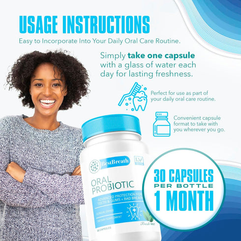 1 Pack Best Breath Oral Probiotic, 30 Capsules for 1 Month, BestBreath for Bad Breath