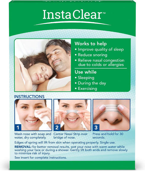 Extra-Strength Nasal Breathing Strips Clear, 50 ct, Instant Nasal Congestion Relief, Stops Snoring, Cold & Allergy