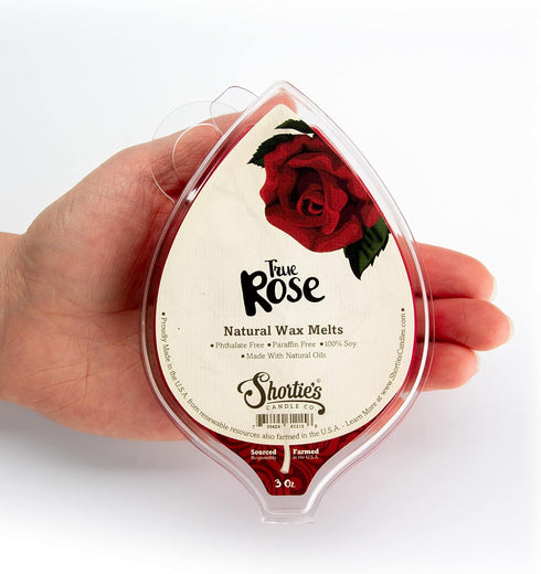 Shortie's Candle Company True Rose Soy Wax Melts, 3 Pack of Highly Scented 3 Oz. Bars, Vegan and Non-Toxic