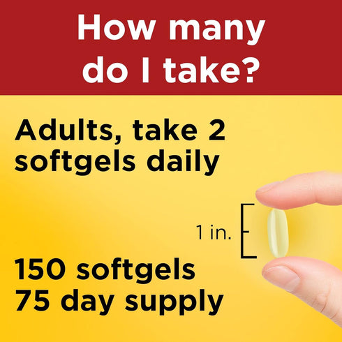 Nature Made Fish Oil 1200 mg Softgels, 150 Softgels - Omega 3 Supplement for Healthy Heart Support