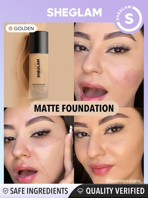 SHEGLAM Full Coverage Foundation Makeup Long Lasting Waterproof Matte Dewy Liquid Foundation - Golden