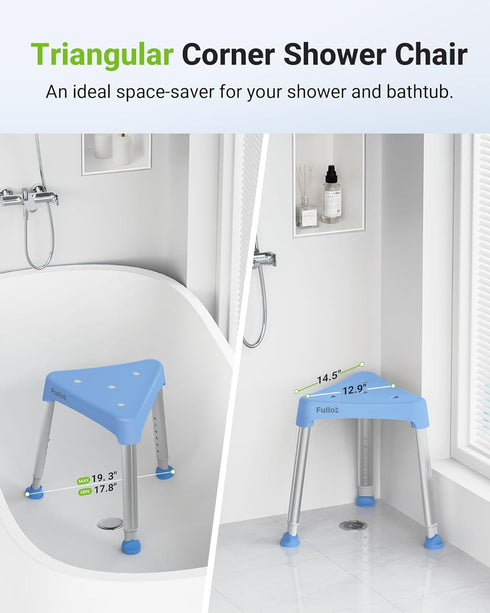 400 lbs Space-Saving Triangular Shower Chair for Elderly and Disabled, FSA/HSA Eligible Adjustable Shower Stool Seat