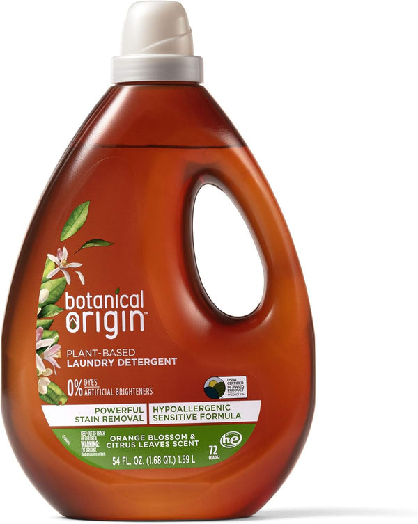 Botanical Origin Plant-based Laundry Detergent, Orange Blossom and Citrus Leaves, 54 oz (72 loads)