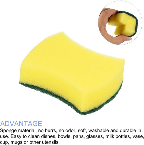 Kitchen Cleaning Sponges, 6pcs Non-Scratch Scrub Sponges for Dishes, Pots and Pans, 10 x 8cm/4" x 3", Green