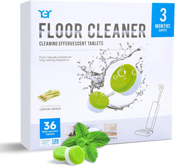 YGY Floor Cleaning Tablets, Compatible with Tineco iFLOOR, 36 Pack, Deep Clean & Deodorize, Lemongrass Scent