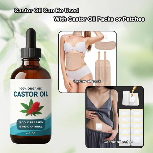 Shrandi Pack, Pack Castor Oil, Celara Castor Oil Can Be Used with Cotton Castor Oil Wrap or Patch for Liver Support