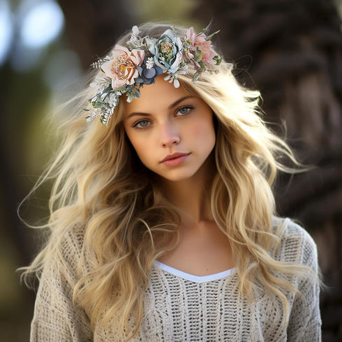 Vivivalue Fairy Flower Crown, Woodland Floral Headband, Elven Circlet Accessory for Women Girls Halloween Cosplay