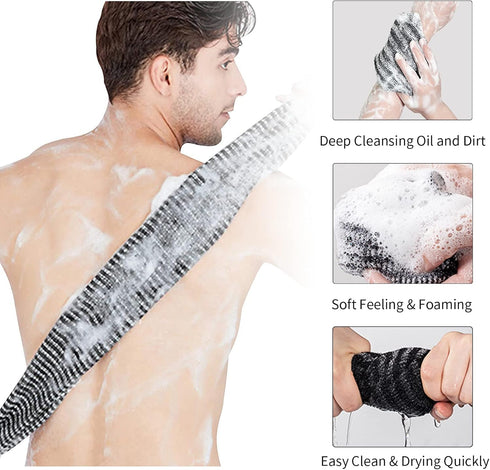 Yiclick 2 Pack Exfoliating Washcloth Towel, Body Scrubber Exfoliator, Loofah Sponge for Shower Bath