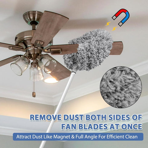 Washable Ceiling Fan Cleaner, 13 to 50 Inch Microfiber Duster with Telescoping Extension Pole (Gray)