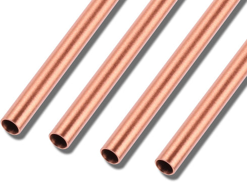 ZERRO Food Safe Solid Copper Straws Set of 4, 8.5 inch with Straight Cleaning Brush Included