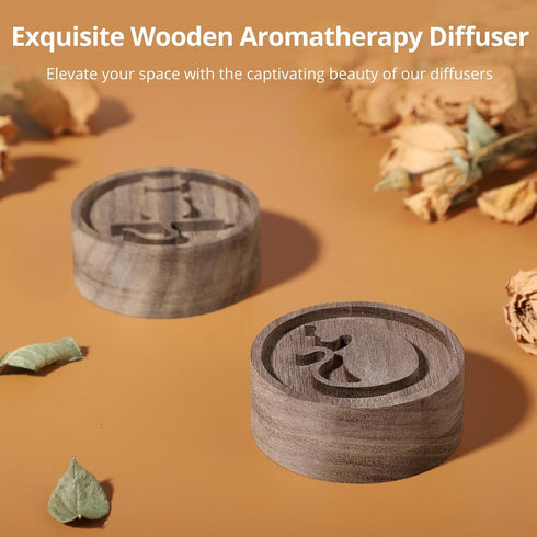 2 PCS Wooden Essential Oil Diffuser, Walnut Wood Aromatherapy Diffuser for Home, Offices, Yoga, SPA