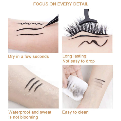 Liquid Eyeliner Pen Waterproof, Magic Self-adhesive Long-Lasting Eyelash Glue Pen, Quick Drying Magnetic Eye Liner