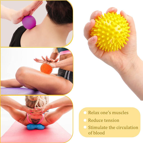 MUMUWIND (7 Packs) Trigger Point Massage Tools - Spiky Massage Balls, Peanut Trigger Point Ball, Fascial Ball, Massage