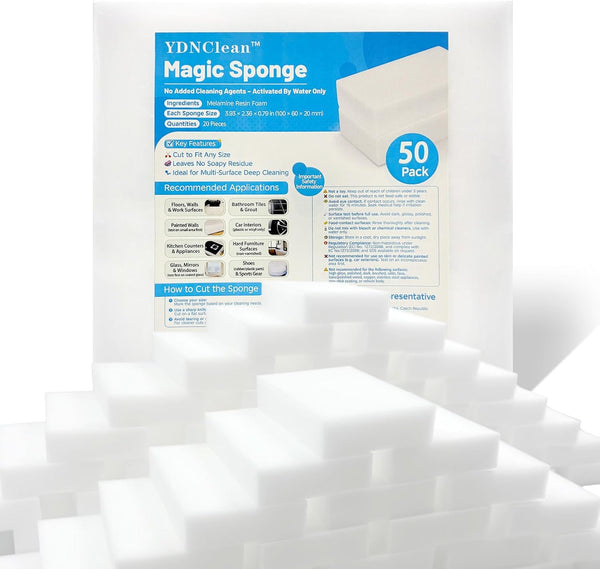 Magic Sponge Erasers, Water-Activated Cleaning Pads Sponge Mop, Bulk Pack Multi-Purpose Melamine