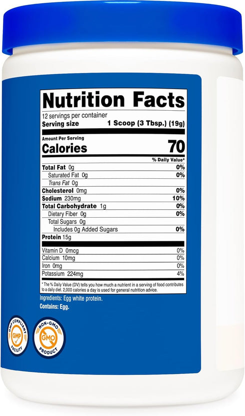 Nutricost Egg White Protein Powder, 8oz Unflavored, Non-GMO, Gluten Free