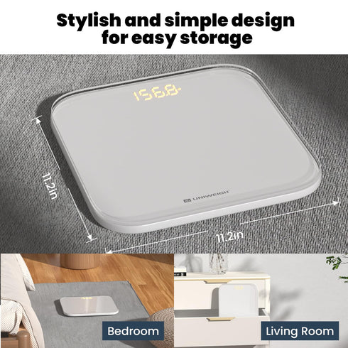 Digital Bathroom Scale for Body Weight, Accurate Weight Scale up to 440lbs, Sturdy Tempered Glass, LED Display