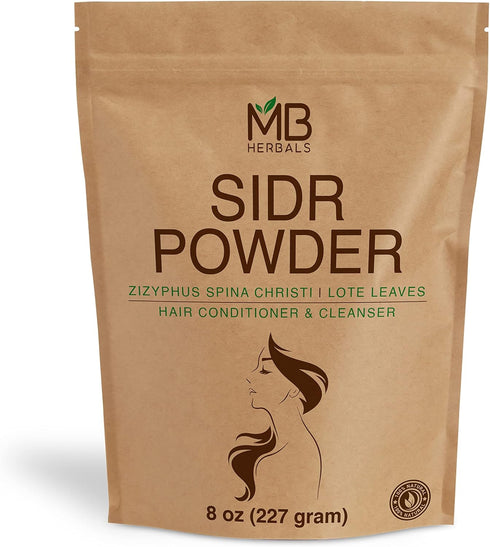 MB Herbals Sidr Powder, 8 oz / 0.5 Pound (227 Gram), WildCrafted Natural Hair Conditioner & Cleanser