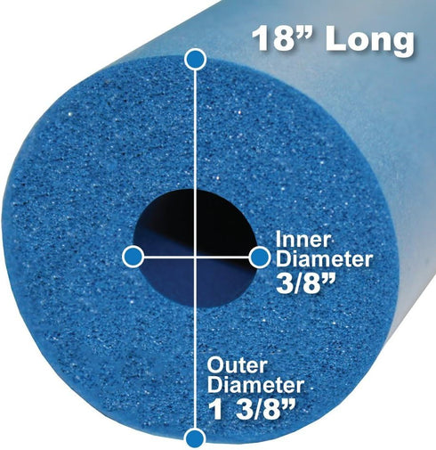 Rehabilitation Advantage Closed Cell Foam Tubing for Utensil Support, Blue, 1 3/8" OD x 3/8" ID x 18"
