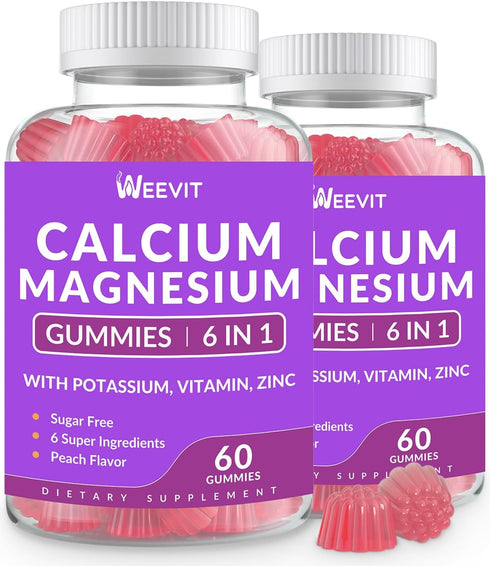 Sugar Free Calcium Gummies 600mg with Vitamin D3 K2 - Potassium, Calcium Magnesium Zinc - Vegan
