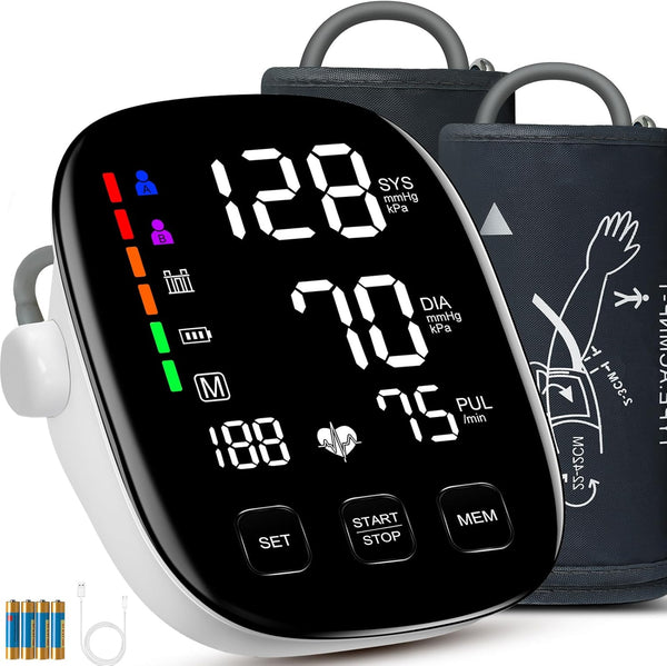 Blood Pressure Monitors for Home Use, Extra Large Blood Pressure Cuff, 6 in Large LED Backlit Display, USB Cable &